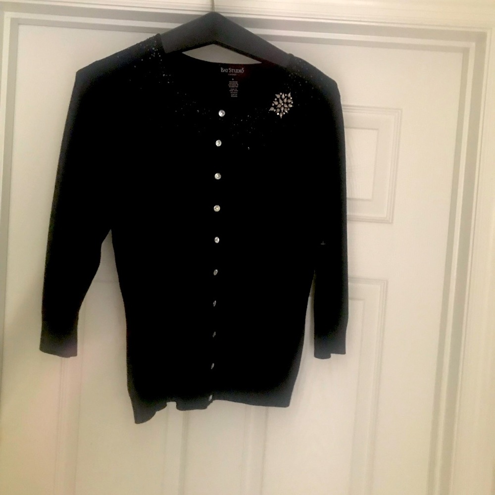 Black elegant, soft, dazzling and dressy shrug/sweater. NWOT Excellent condition